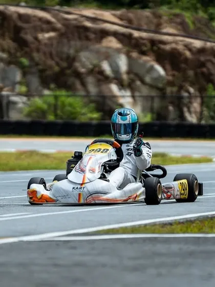 Our senior driver in the number 399 kart, focused on the track during the RMC Asia Trophy.