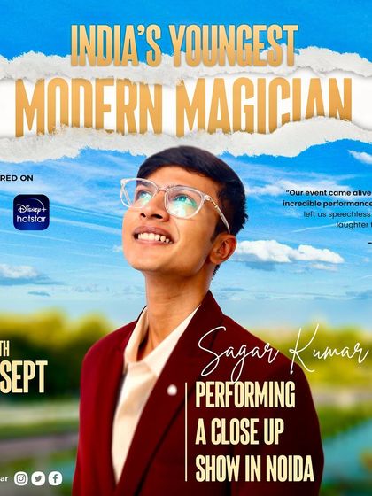 A poster announcing my close-up show in Noida. I was excited to bring my interactive magic to a new audience.