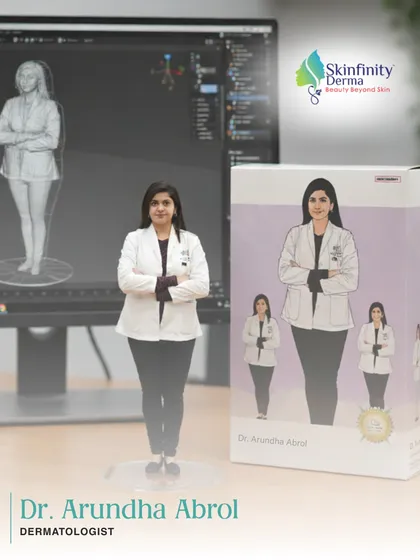 This is Dr. Arundha Abrol, another of our expert dermatologists. She brings years of expertise and a warm, patient-first approach to help you achieve your skin goals, guiding you with care from your first consultation to your final result.