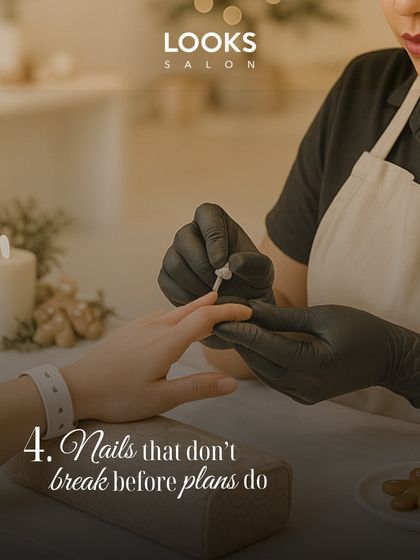 My services are designed to be reliable and long-lasting. This Christmas-themed graphic highlights my promise of nails that don't break before your plans do.