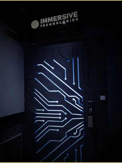 Your journey into a smarter world begins here. This is the entrance to our Immersive Technologies experience center, where we craft seamless experiences by integrating the latest in security, audio, video, and network technologies.