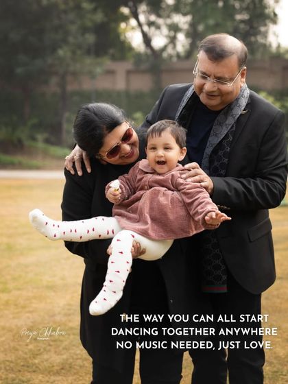 The way a family can start dancing together with no music needed, just love. Capturing the beautiful bond between a child and her grandparents during a fun outdoor session.