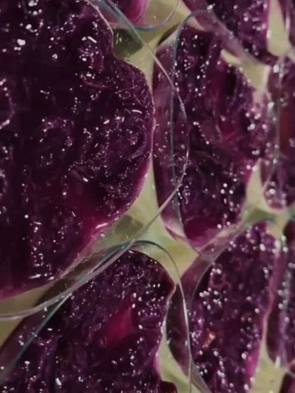 A close-up of the fresh jamun compote, ready to be layered onto my panna cottas. You can see the rich colour and texture of the fruit.