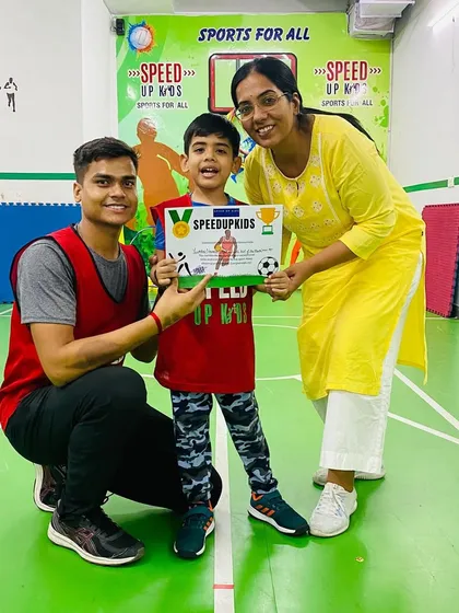 Yuvaan Navani, another 'Most Valuable Kid' for March and April, with his mom and coach. Congratulations on your achievement, Yuvaan.