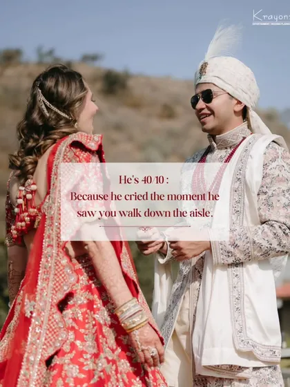 He's a 40/10 because he cried the moment he saw you walk down the aisle. A groom's emotional reaction is one of the most precious and heartfelt moments of any wedding.