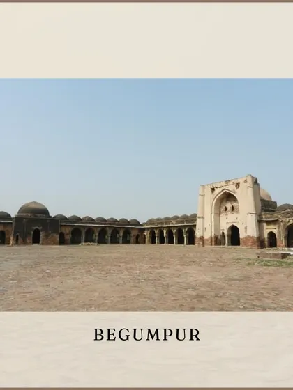 The vast courtyard of the Begumpur Masjid, located in the historic village of Begumpur.