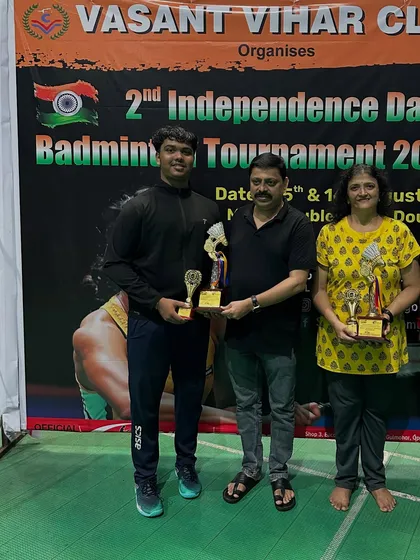 Runners-up Aditya and Akanksha, who fought brilliantly to reach the A Group Mixed Doubles final.