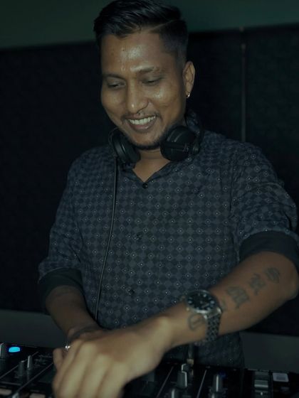 A candid moment of joy while playing a set at a wedding after-party in Daman. Loving what I do makes the music even better.