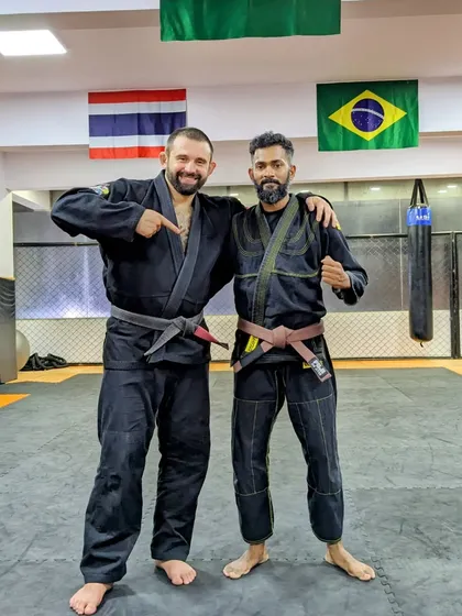 This was a significant moment in my own journey. Receiving my brown belt from my professor, Dominick, who traveled from the USA to conduct a grueling 2.5 hour practical exam. Finding a mentor who understands and supports my ecological approach to training has been invaluable, and it’s a level of dedication I bring to my own students.