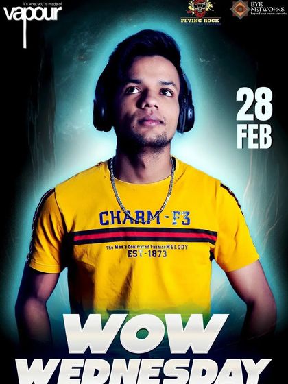A poster for "WOW Wednesday" at Vapour, a popular ladies' night in Bangalore with free drinks.