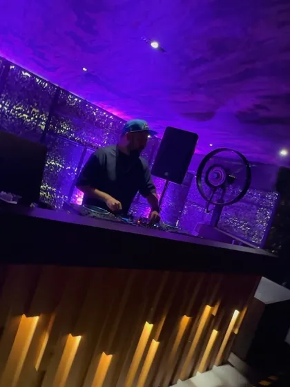 A wider view of the DJ setup at Kaze, ready for a night of madness.