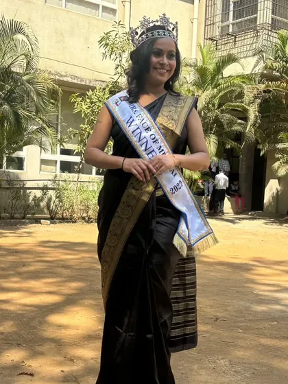 Draping and hair for the winner of Mrs. Face of Mumbai. A proud and happy moment.