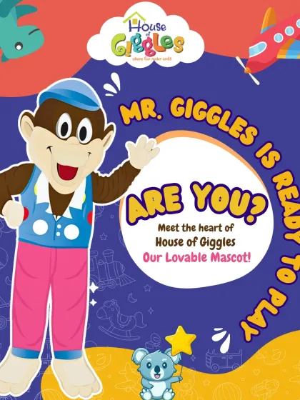 Are you ready to play? Mr. Giggles, our lovable mascot, is here to spread endless smiles and make every party unforgettable. Come hang out with the heart of House of Giggles!