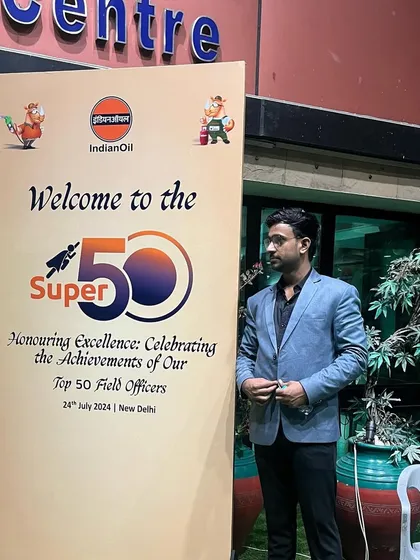 A pre-show photo at the entrance of the IndianOil corporate event.