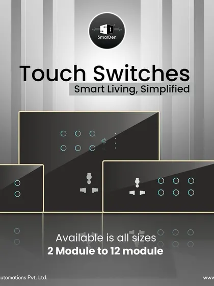 Your walls deserve an upgrade. Our touch switches are available in a full range of sizes, from 2-module to 12-module, ensuring a consistent, elegant aesthetic and smart control throughout your entire home.