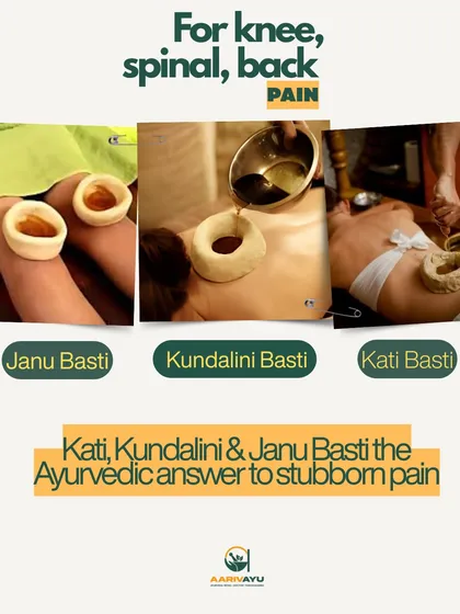 For stubborn aches in your knees, back, or spine, we offer specialized Basti therapies. This ancient Ayurvedic technique involves creating a well of dough on the affected area and filling it with warm, medicated oil. This process deeply nourishes the tissues, lubricates joints, and provides powerful, natural relief from chronic pain and stiffness.