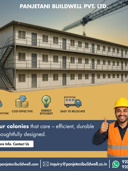 An illustration of our thoughtfully designed labour colonies. We provide solutions that are efficient, durable, and easy to relocate, ensuring you can provide quality housing for your workforce on any project site.