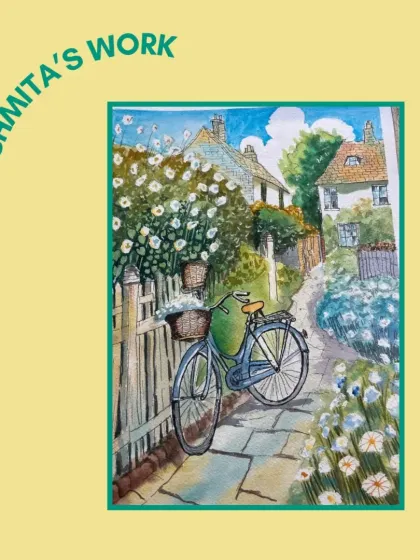 Here is Sushmita's take on the advanced watercolor landscape. She has beautifully captured the light and atmosphere of the scene.