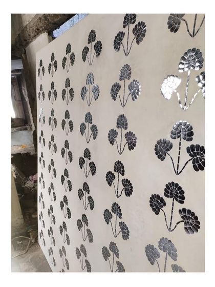 The finished Thikri panel, catching the light and demonstrating the beautiful, reflective quality that makes this craft so unique.