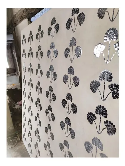 The finished Thikri panel, catching the light and demonstrating the beautiful, reflective quality that makes this craft so unique.