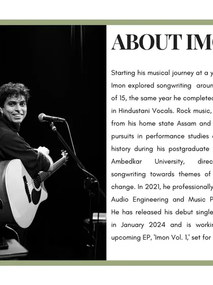 About Imon (Prabahan), who explored songwriting at a young age and completed his Visharad in Hindustani Vocals.