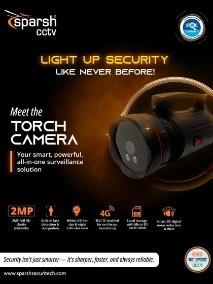 We designed the Torch Camera as a smart, all-in-one surveillance solution for security on the move. Combining a powerful LED light with 2MP full HD recording, 4G connectivity, and facial recognition, it provides sharp, reliable vision in any situation.