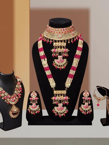 Another full bridal jewelry set with a different color scheme, professionally shot for a catalog or online store. We ensure consistent lighting and angles for collection shoots.