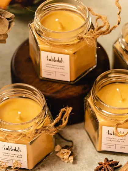 My hand-poured beeswax candles make a beautiful and calming gift. Scented with natural essences like Cinnamon and Oudh, they come in lovely hexagonal glass jars that can be reused later.