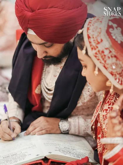 A close-up of the couple signing their marriage certificate, a significant legal and personal moment. We focus on capturing the details that complete your wedding story.
