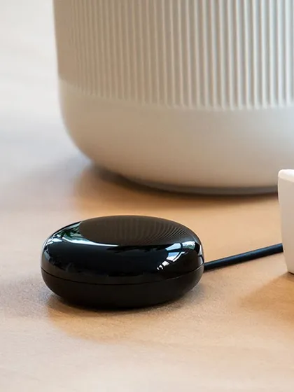 This is my smart IR blaster. I use this device to integrate all your remote-controlled appliances, like your TV, air conditioner, or sound system, into the smart home network for voice and app control.
