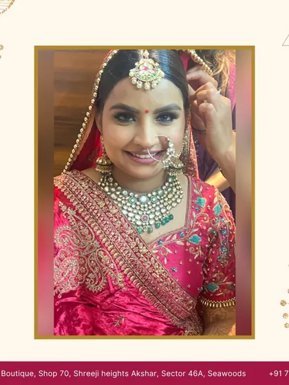 The final fitting is a moment of pure joy. This is one of my beautiful brides, radiant and happy in her unique customized blouse, handcrafted with care at my boutique for her wedding day.