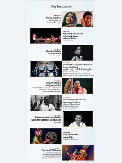 A look at the performance schedule for the literature festival. Our role was to provide the physical infrastructure and stages where these diverse performances, from Carnatic music to poetry, could take place.