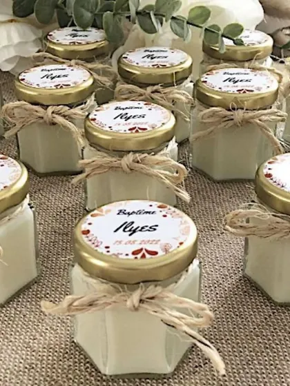 We can customize our mini candles for any occasion, including baptisms. The custom labels on the lid add a personal and memorable element.