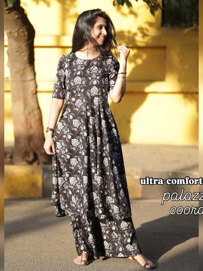 Summer vibes only in these ultra comfortable black printed palazzo co-ords. They are breezy, chic, and oh so comfy.