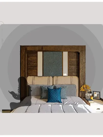 An illustration showing the initial concept for a bed backdrop, a key part of my design visualization process.