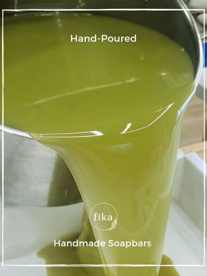 This vibrant green, hand-poured soap batter is the start of something beautiful. It's a visual promise of the fresh, plant-based ingredients and nourishing properties that will be locked into the final bar.