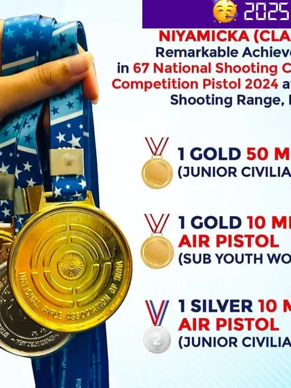 Celebrating the incredible achievement of our young shooter, Niyamicka, at the 67th National Shooting Championship. Winning two golds and a silver in 10m and 50m pistol events shows the versatile skill set we develop at the academy.