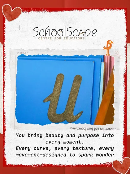 Every curve, texture, and movement of a Montessori material, like these sandpaper letters, is designed to spark wonder and bring beauty and purpose into every moment of learning.