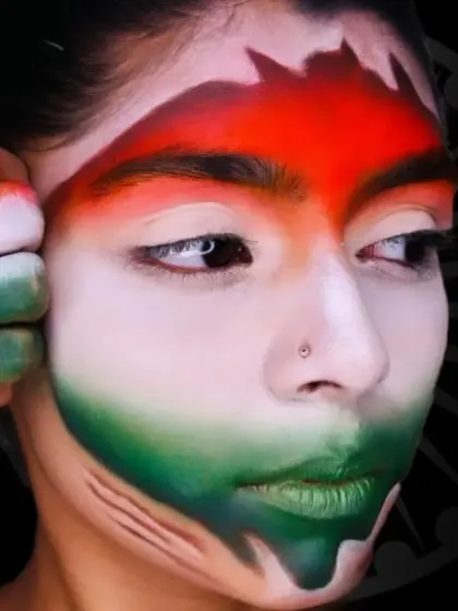 A patriotic and creative makeup look celebrating Republic Day. This demonstrates how makeup can be used as a powerful form of expression, blending artistry with national pride.