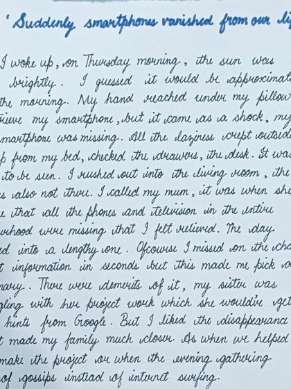 I gave my students a prompt: "Imagine a world without mobile phones." Their responses, in both story and poetry form, were so imaginative and insightful. It's amazing to see them think critically and creatively about the world around them.
