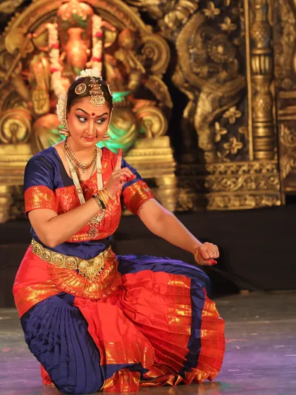 As a performer myself, I understand the power of Abhinaya, or expression. In this stage performance, I am portraying the emotions of a Nayika. This deep understanding of storytelling is what I pass on to all my students.