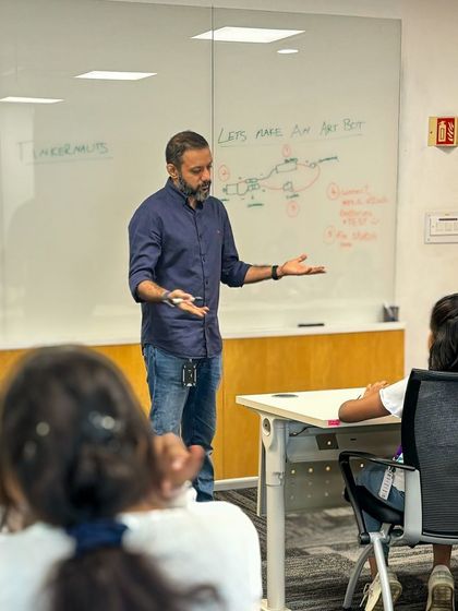 Here I am leading a workshop at Yahoo India for their "Bring Your Kids to Work Day." It was a fantastic event filled with curious minds and creative energy.