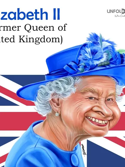 A caricature of the former Queen of the United Kingdom, Elizabeth II.