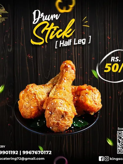 My half-leg drumsticks are a mouthwatering treat for just 50 rupees. Perfect for any meal, any time.