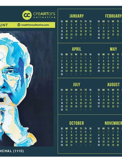 I was so honored and grateful when my portrait painting was selected among the top 100 entries for the 2023 All India Artists Hunt calendar. It's a wonderful feeling to see my work recognized.