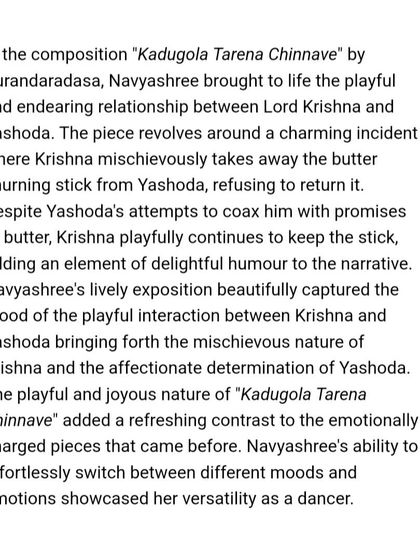 Navyashree K N - Bharatanatyam Performance In the Press: Reviews & Announcements photo 19