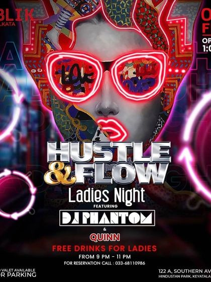 A neon themed flyer for a Ladies Night at Publik, showing my consistent presence in the Kolkata club scene.
