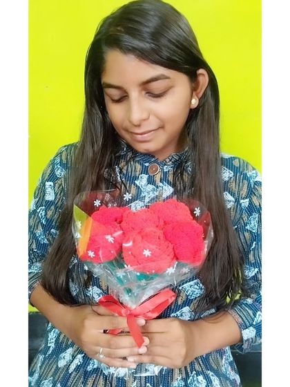 Another pose with my handmade rose bouquet.