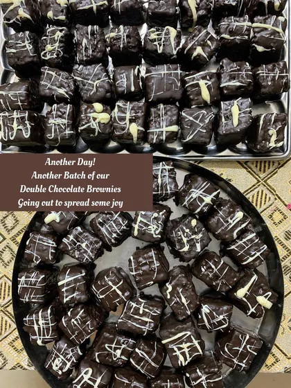 Another batch of my Double Chocolate Brownies, ready to spread some joy.