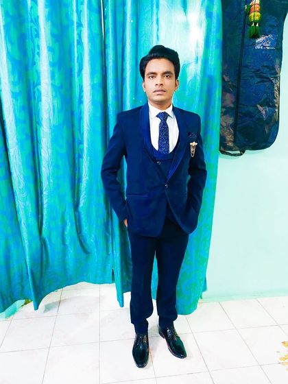 The full reception look. This groom looks sharp and confident, ready to celebrate his wedding.